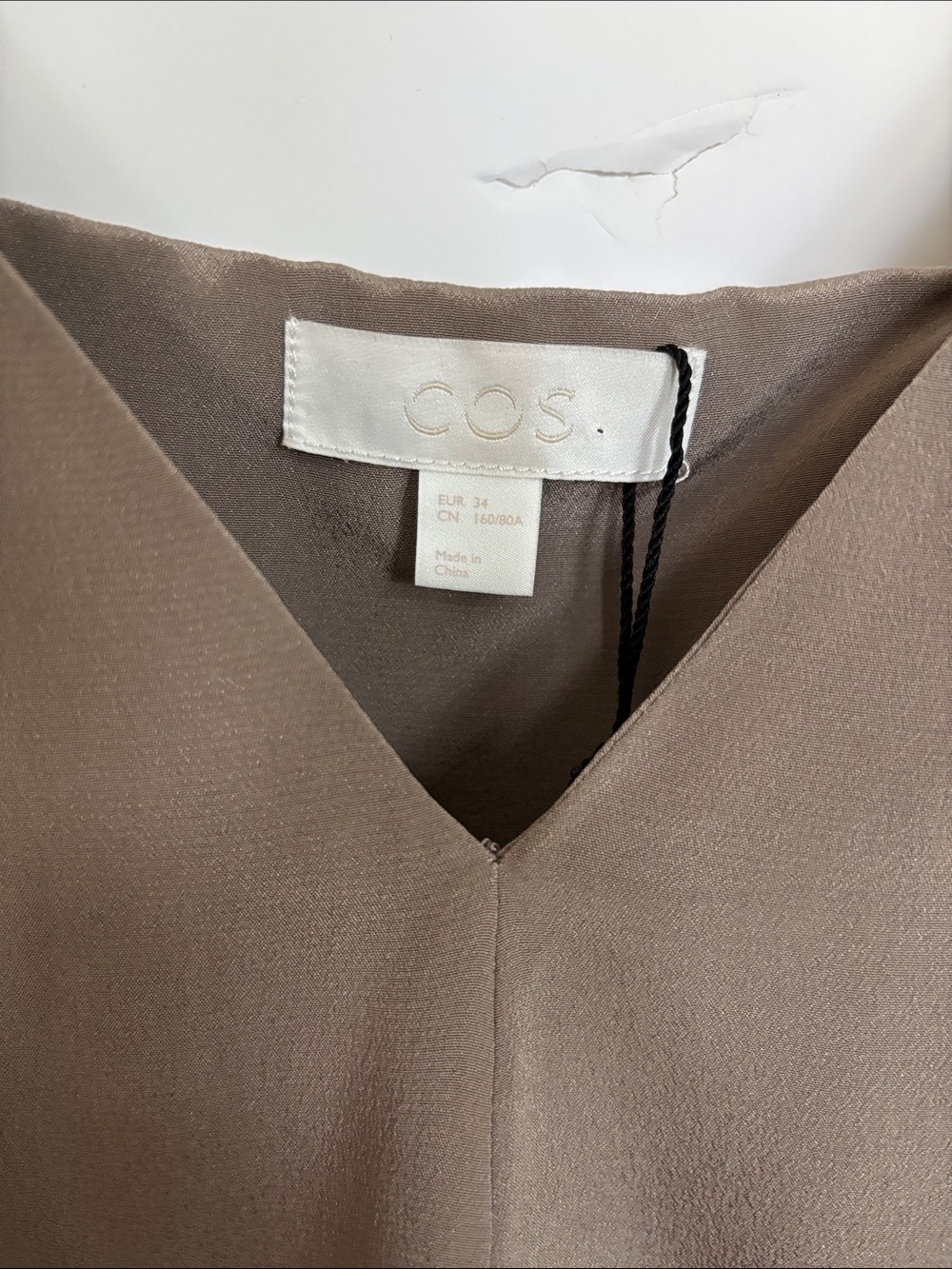 COS Taupe V-Neck Satin Top - Picture 2 of 3